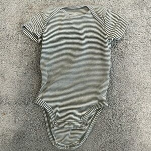 Green/white striped onesie
